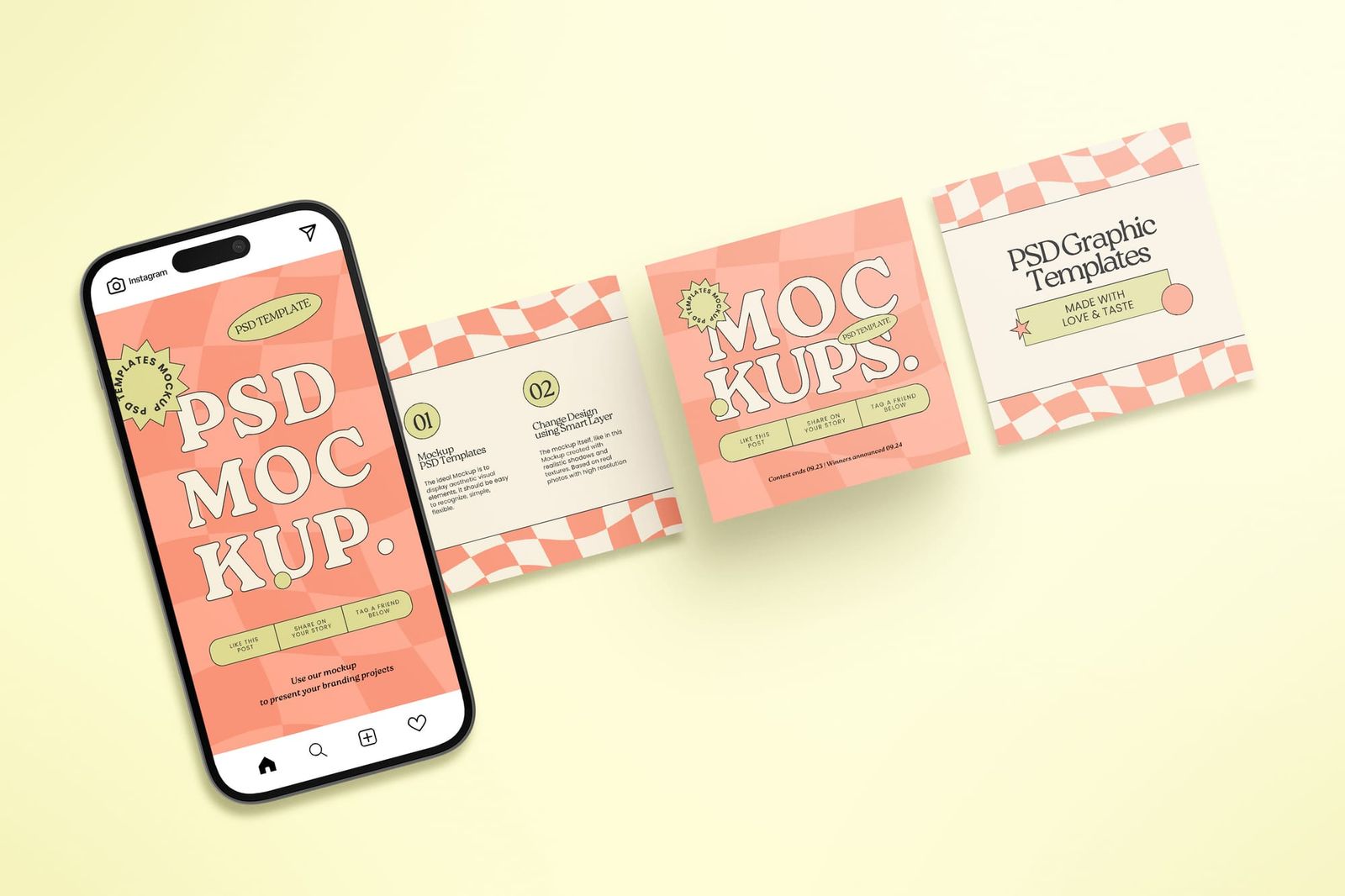 Orange Carousel Instagram Post with an iPhone Mockup
