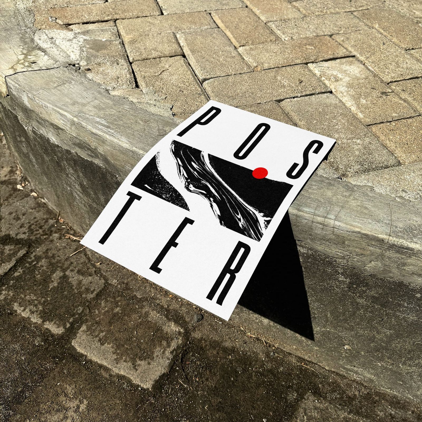 Poster Mockup on Grey Pavers