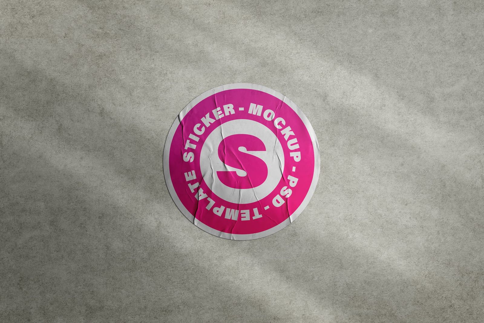 Realistic Fuchsia Letter Sticker Mockup