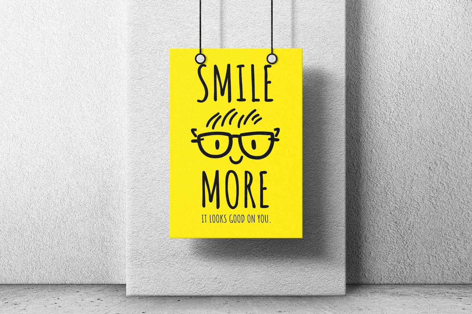 Realistic Hanging Poster Mockup on Wall