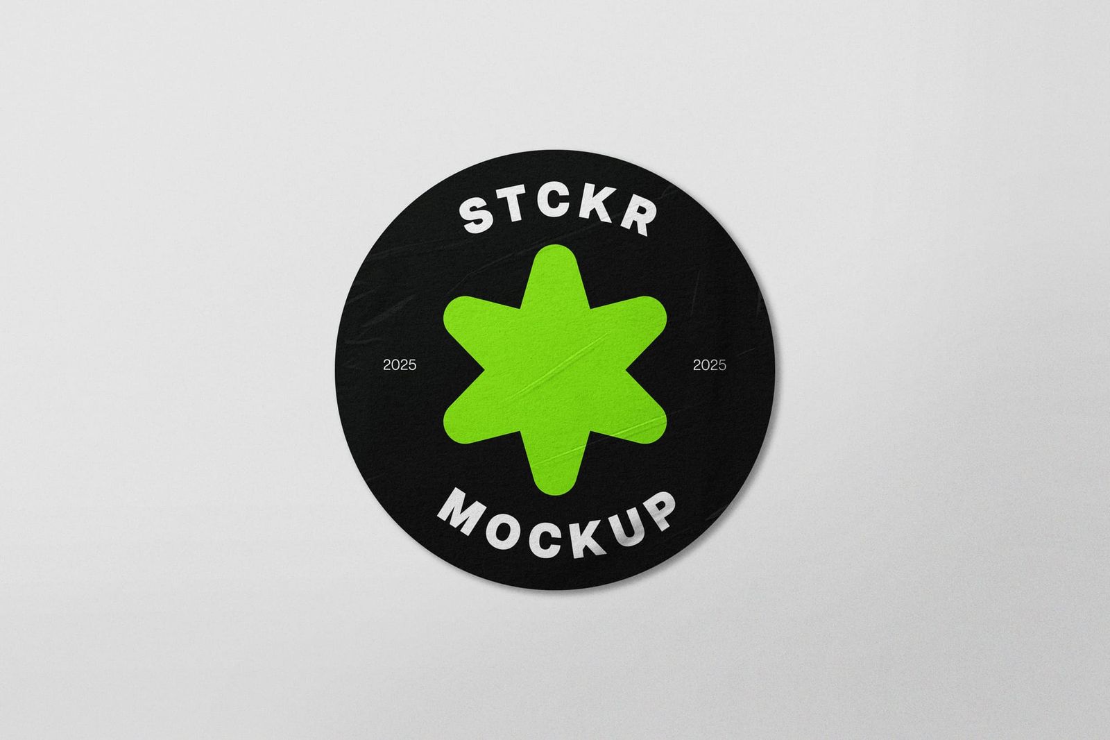 Rounded Dark Neon Star Shape Sticker Mockup