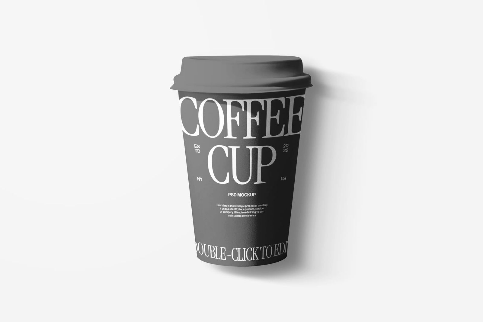 Single Monochrome Paper Cup of Coffee Mockup
