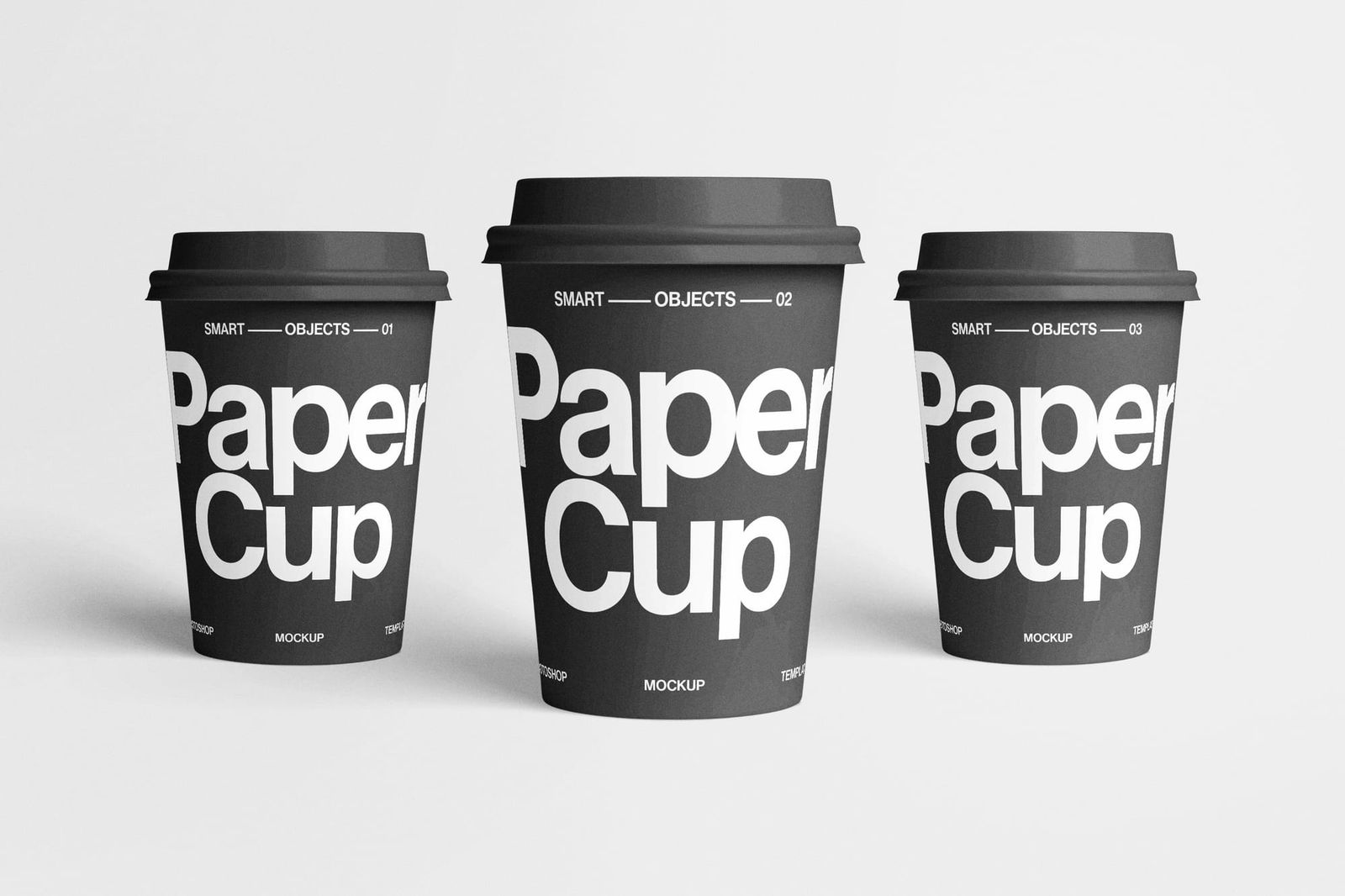 Three of Premium Paper Cup Coffee Mockup