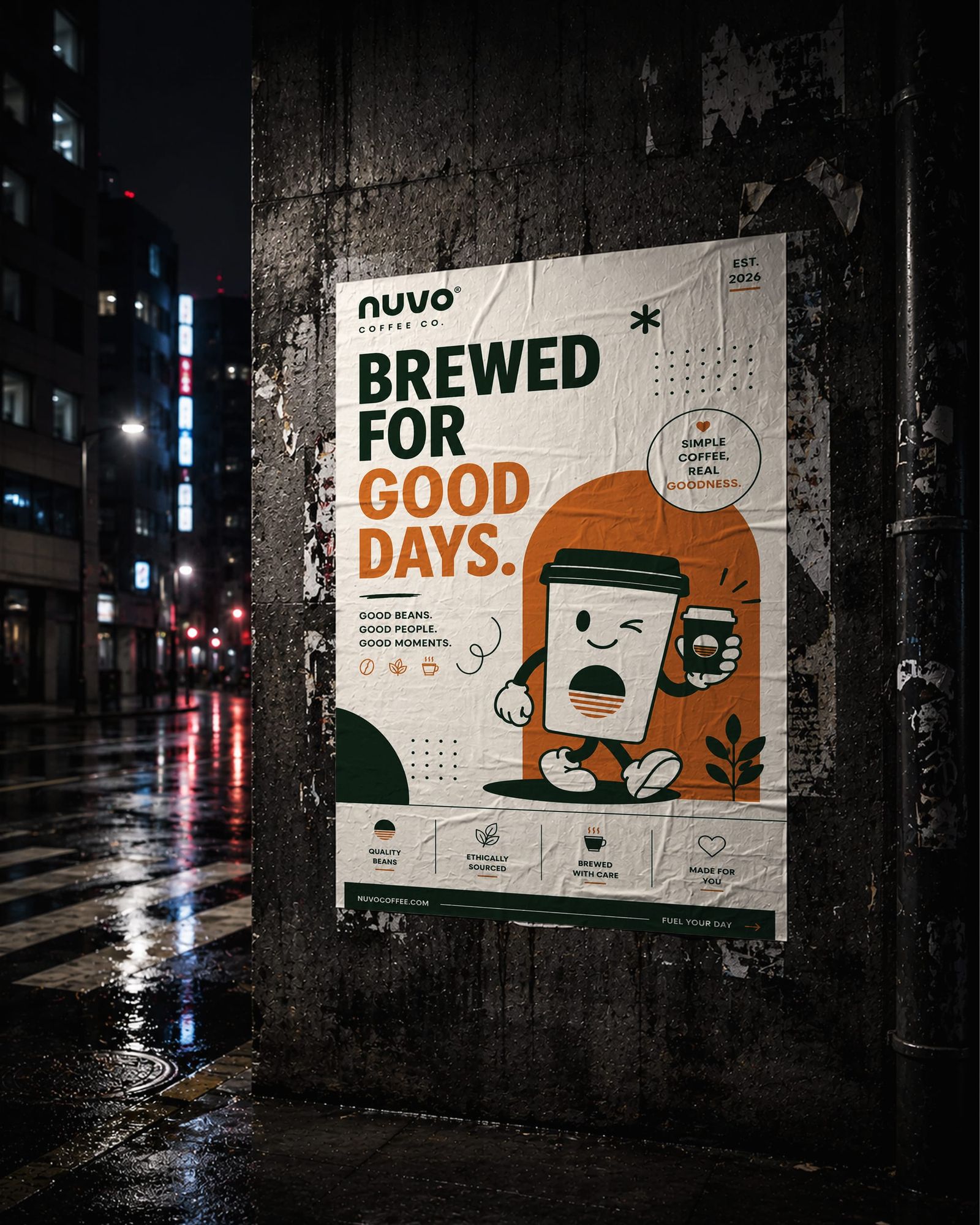 Urban Glued Wall Poster Mockup