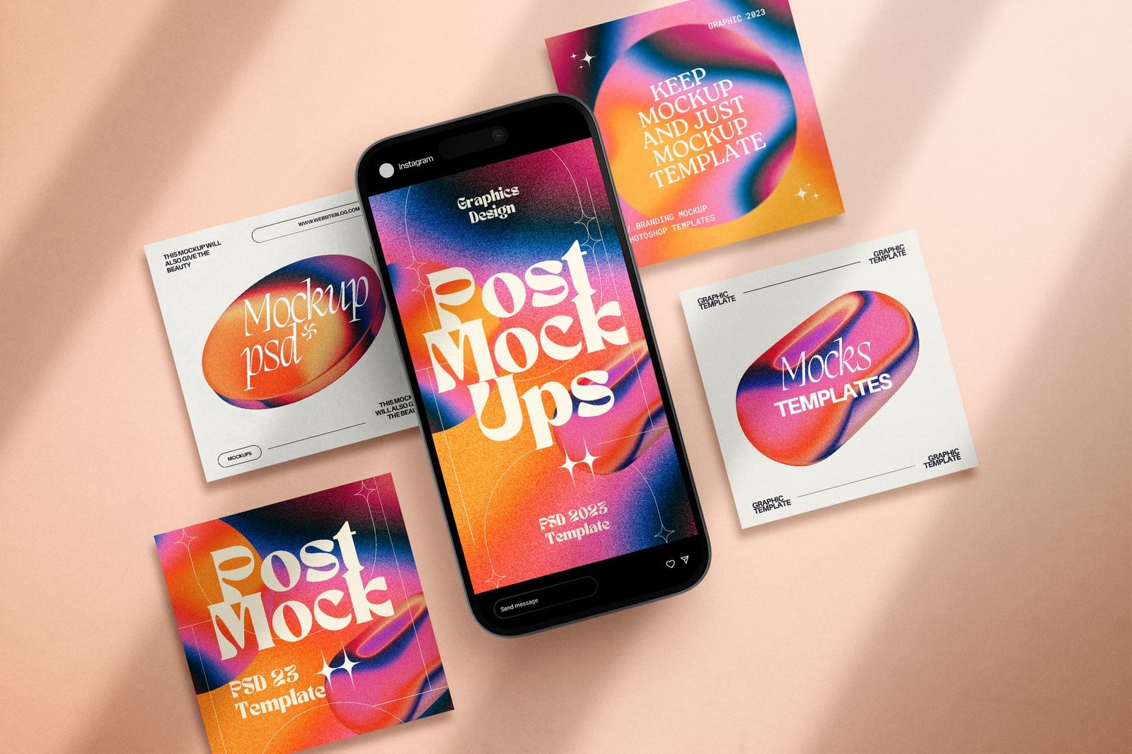 Violet Vibrant Vibe Skewed Instagram Story and Post Mockup