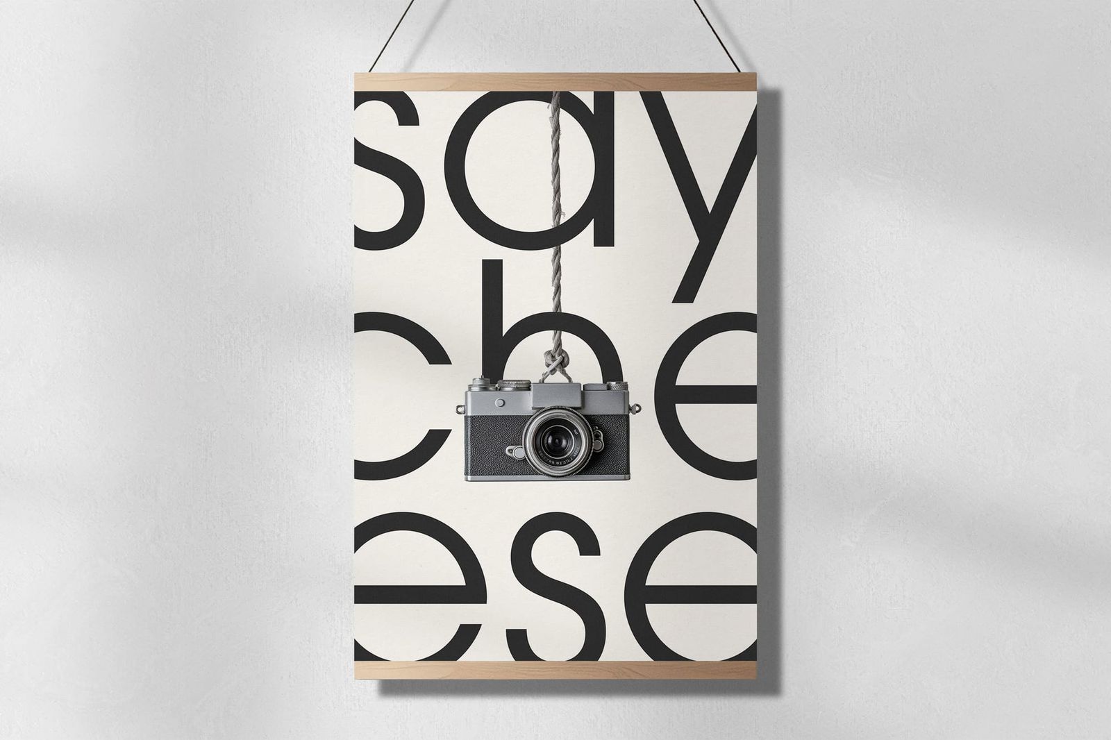 White Hanging Poster Mockup