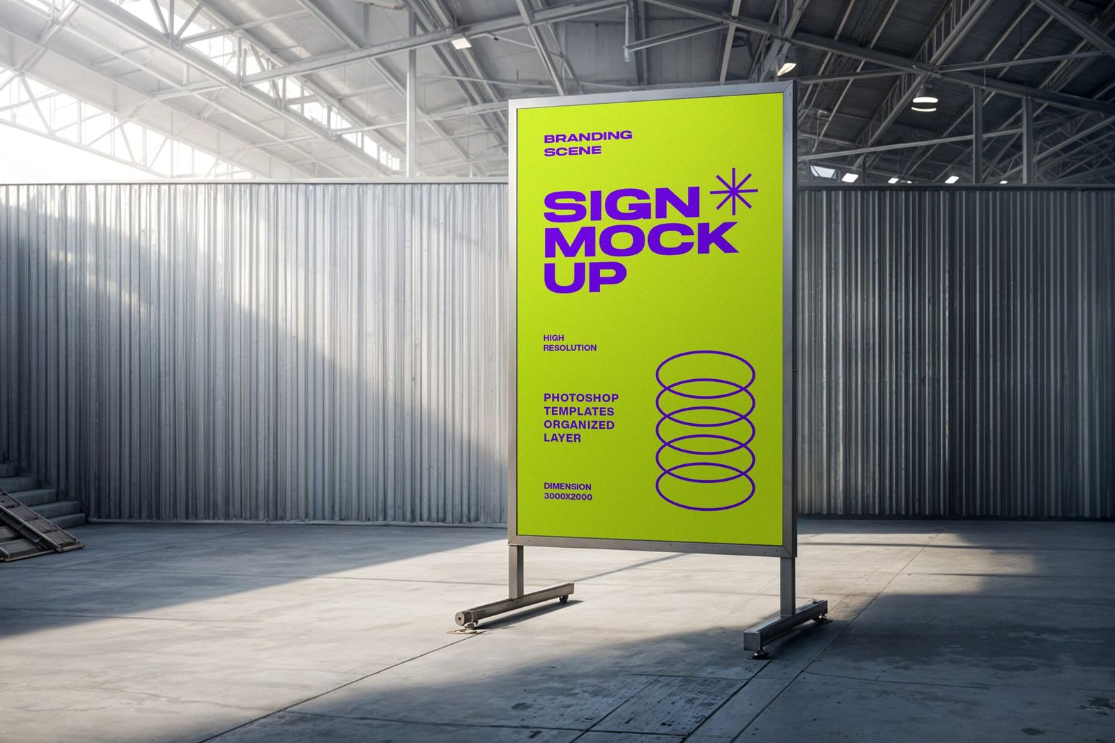 Left Sign Billboard Mockup with Sunlight Behind