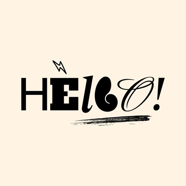 Hello Typography Modern Abstract Lettering Graphic Design