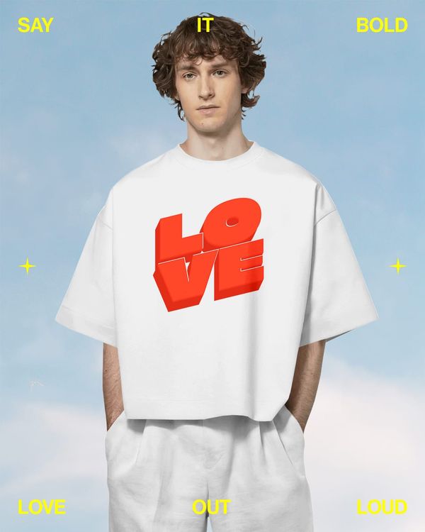 Love Typography Bold 3D Red Lettering Graphic Design