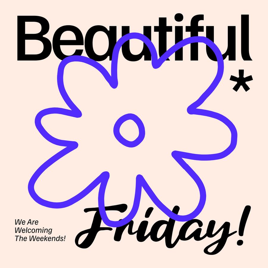 Beautiful Friday Typography with Floral Doodle Design