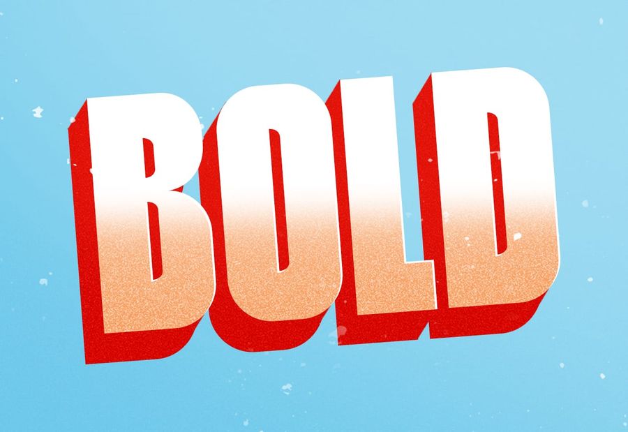 Bold Typography Retro 3D Text Gradient Graphic Design