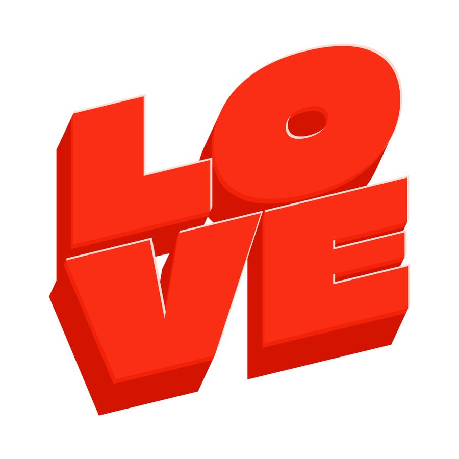 Love Typography Bold 3D Red Lettering Graphic Design