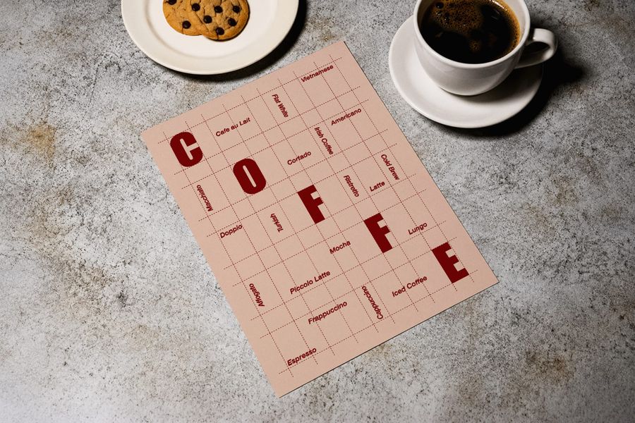 A4 Poster Mockup Cafe Table Top View