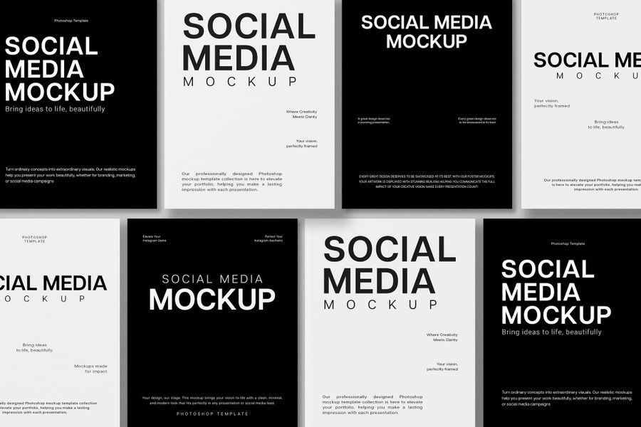 Black and White Social Media Mockup