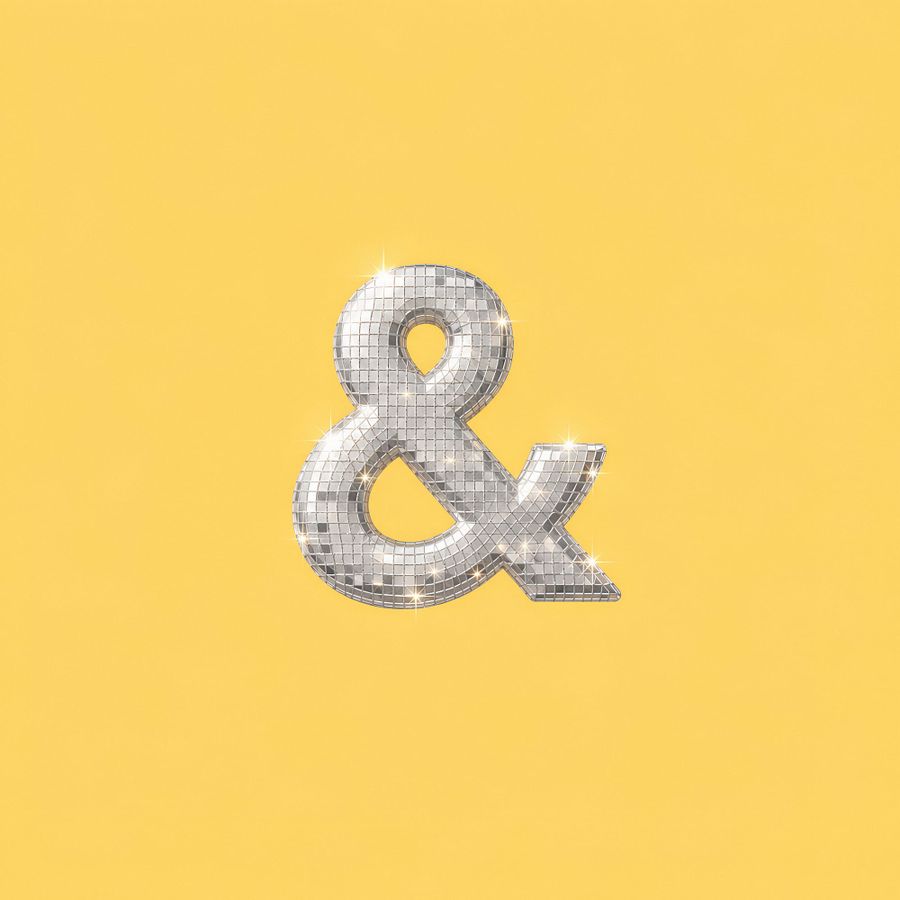 Shiny Disco Ampersand On Yellow