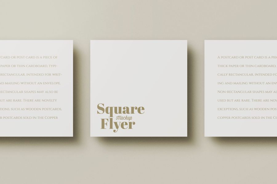 Three Square Flyer Postcard Mockup