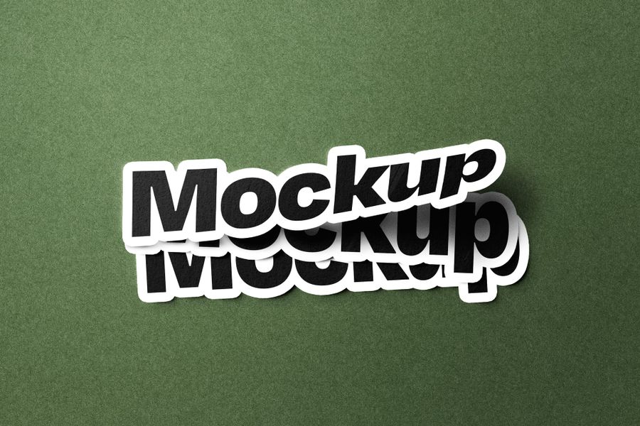 Basic Stacked Olive Green Sticker Mockup