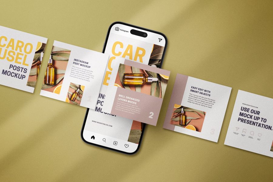 Showcase Row Ecru Carousel Instagram Post Mockup
