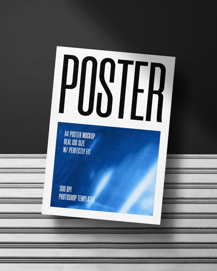 A4 Poster Mockup on Roll Door
