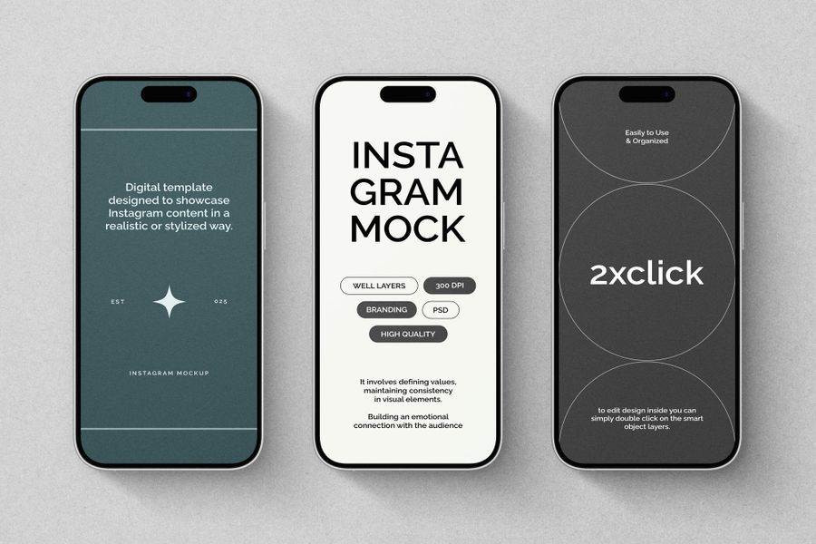 An Arrangement Display of Instagram Mockup with Iphone