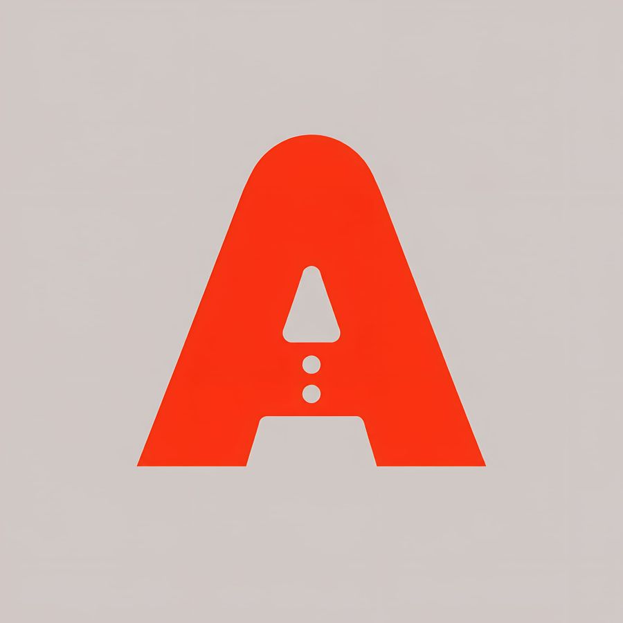 Bold Red A On Beige Background