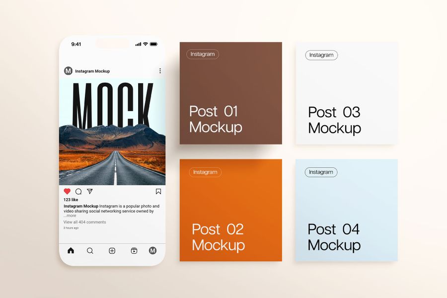 Branding Four Colors Instagram Post UI Mockup