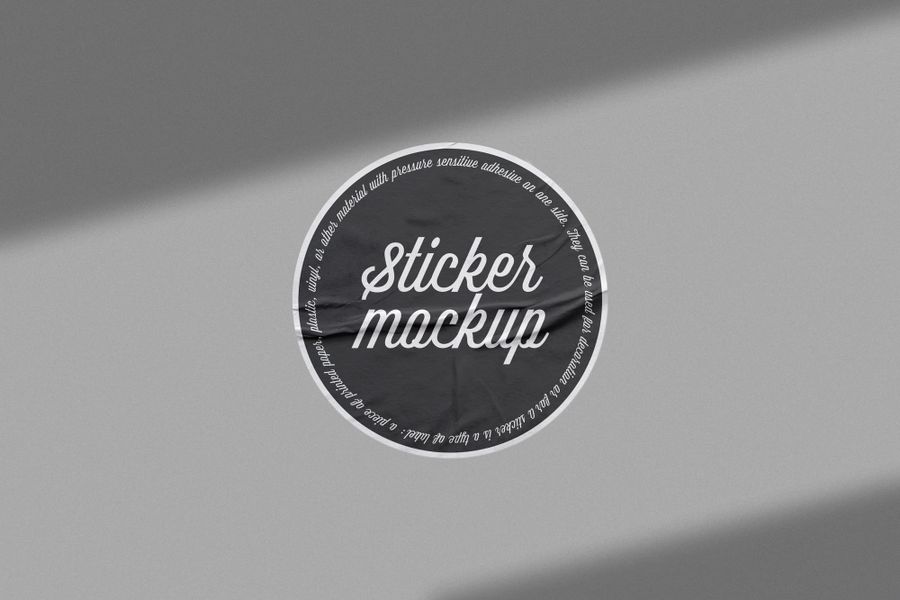 Centered Black Script Sticker Mockup