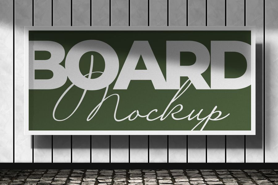 Clean White and Green Rectangle Billboard Sign Mockup