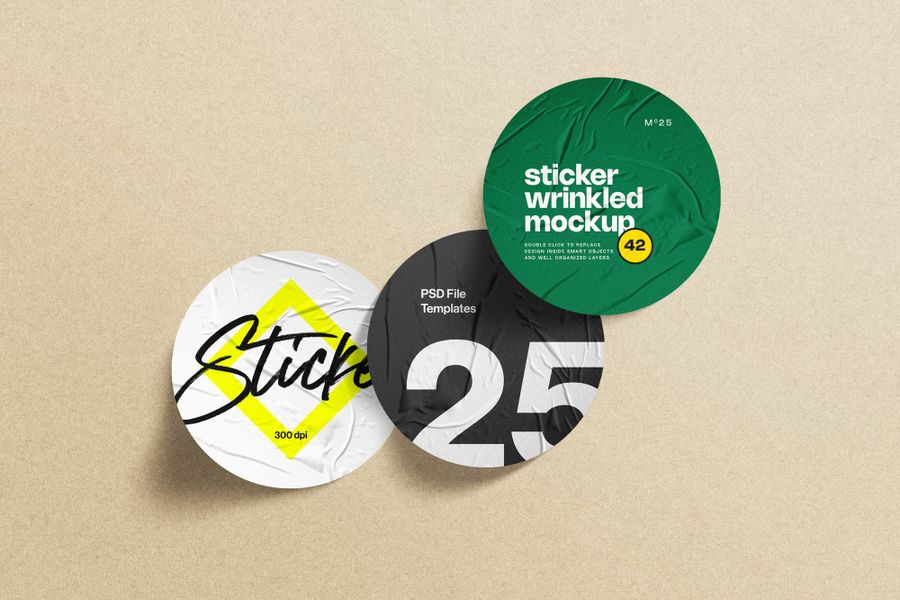 Cyan Rounded Sticker Badge Mockup