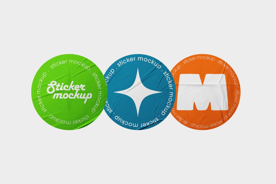 Diamond Three Circle Asterisk Sticker Pack Mockup