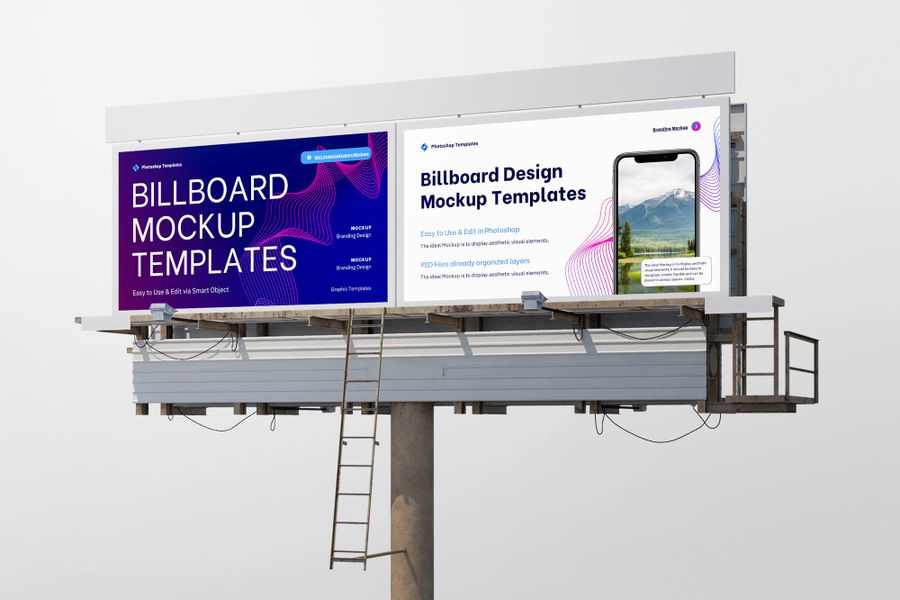 Double Billboard Left View Mockup
