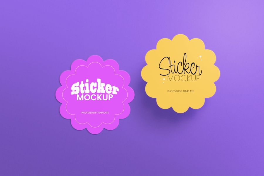 Dual Scallop Purple Wall Sticker Mockup