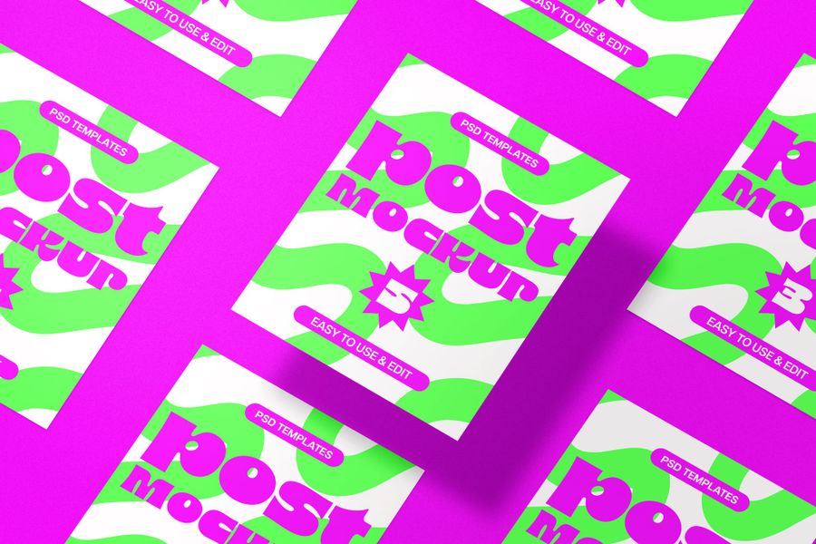Fluorescent Purple Green Portrait Instagram Post Mockup
