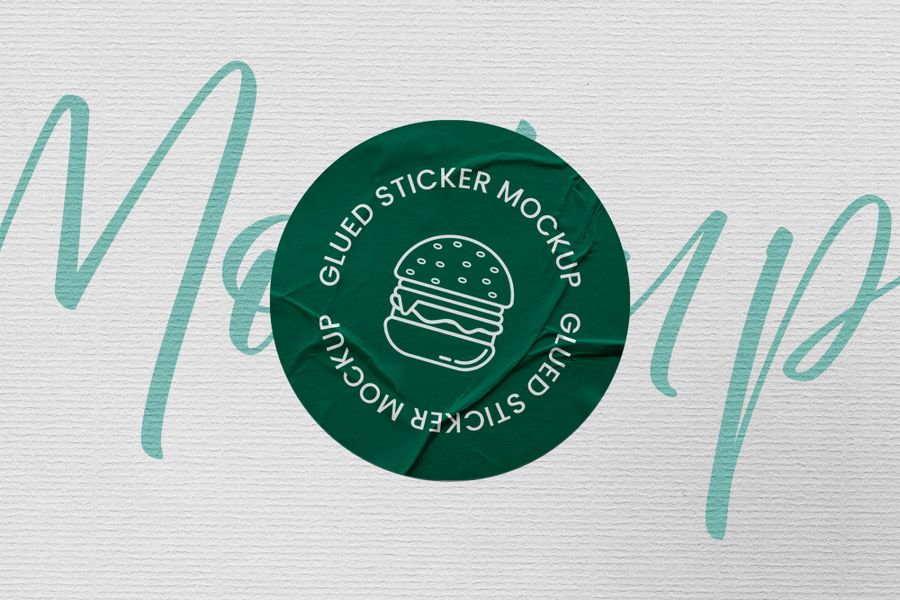 Forest Green Decal Circular Sticker Mockup