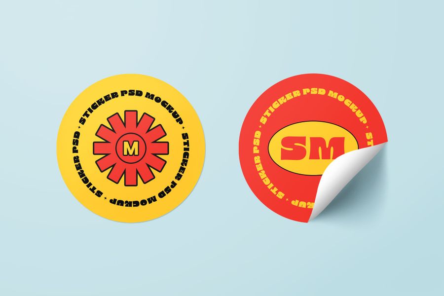 Gear and Oval Clean Duo Sticker Mockup