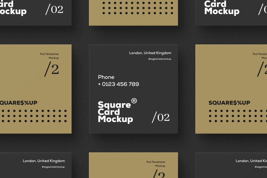 Geometrical Black Gold Card Instagram Post Grid Mockup