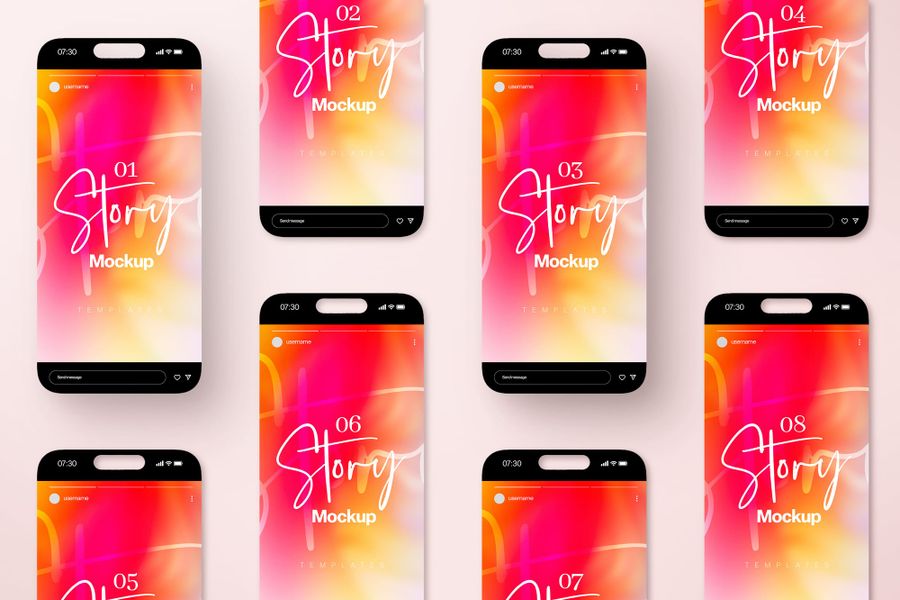 Gradient Centered Classic iPhone Instagram Story UI Mockup