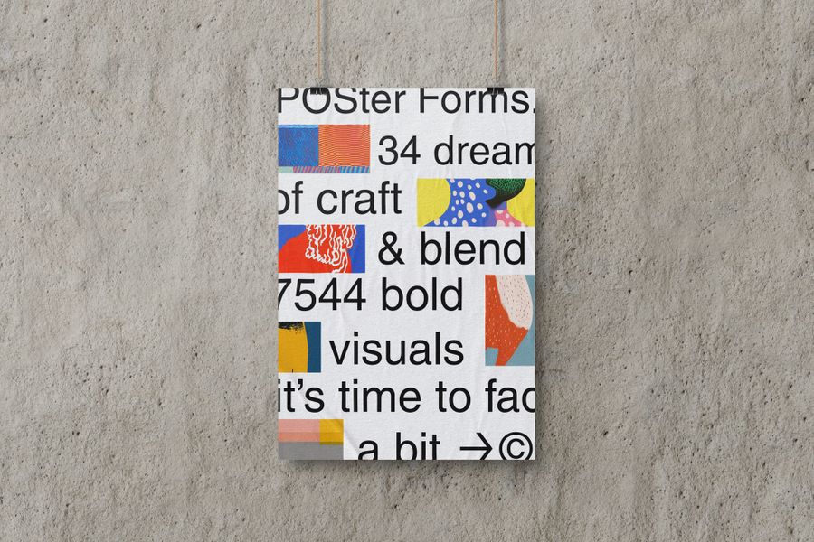 Hanging Poster Mockup on Wall