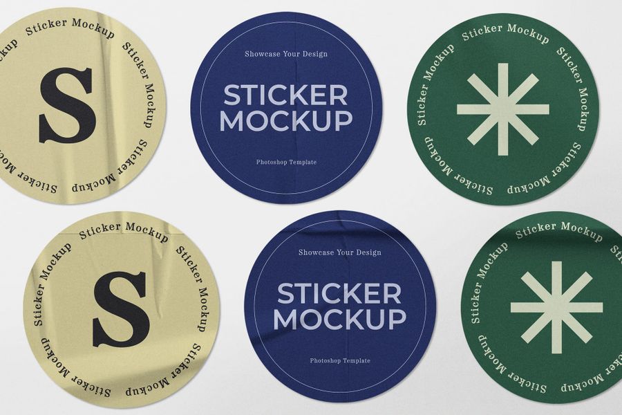 Harmony Symmetrical Round Badges Sticker Mockup