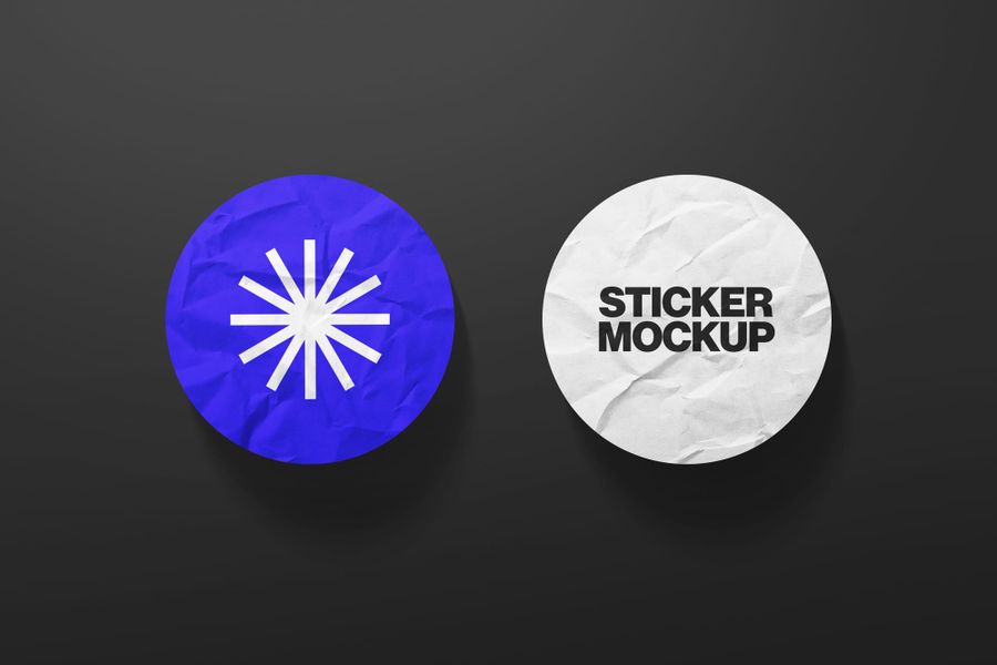 Heavy Wrinkled Circle UI Sticker Mockup