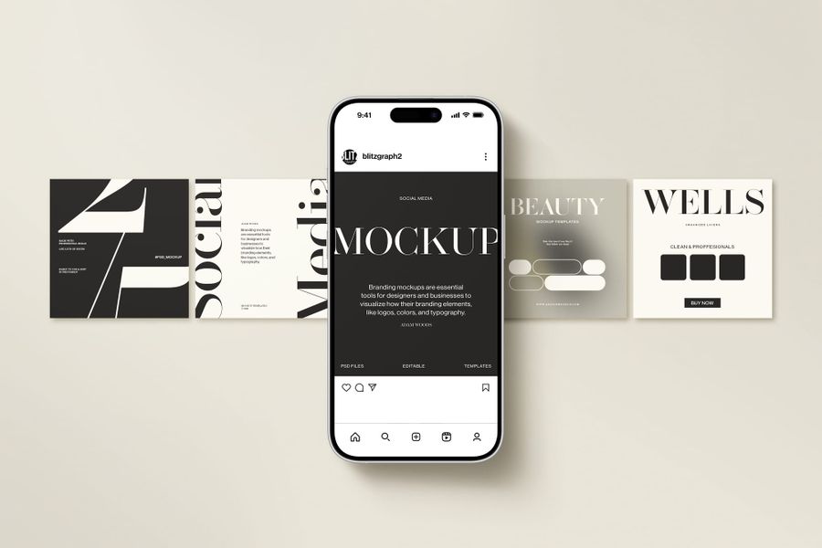 Horizontal Carousel UI Instagram Post Mockup