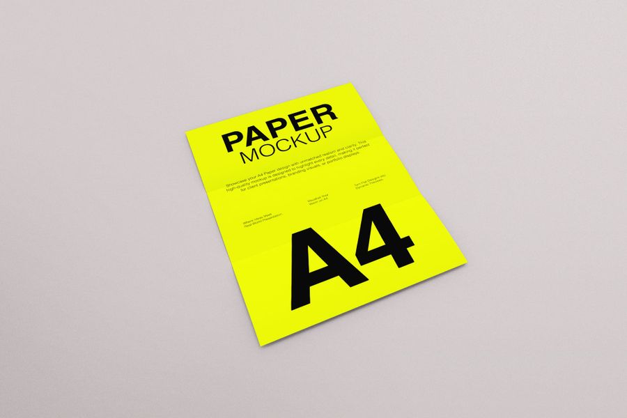 Minimal A4 Folded Paper Mockup