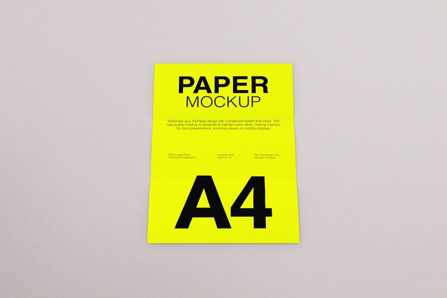 Minimal A4 Folded Paper Mockup