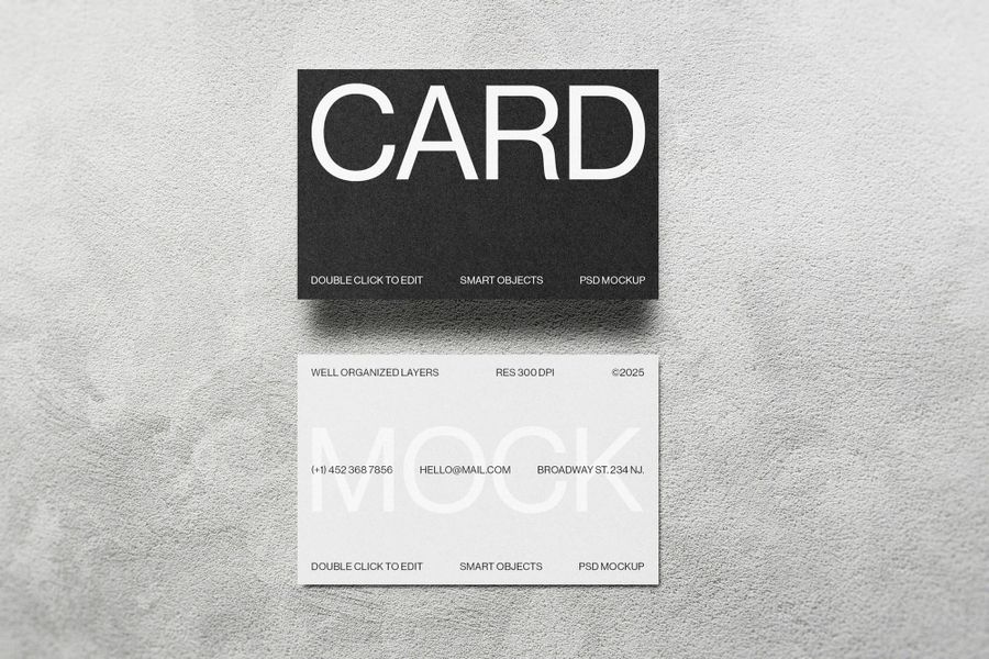 Minimal Floating Business Card Mockup on Textured Wall