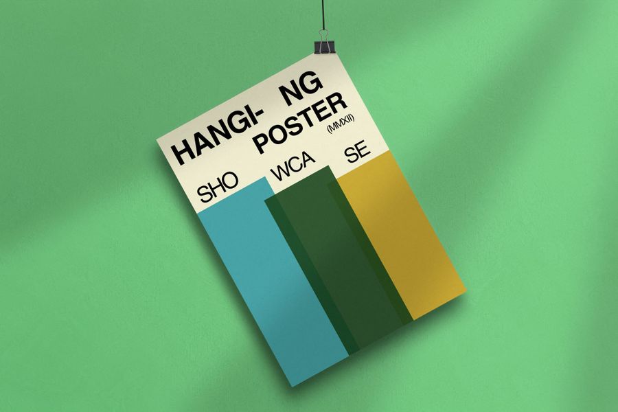 Minimal Stripes Hanging Poster Mockup