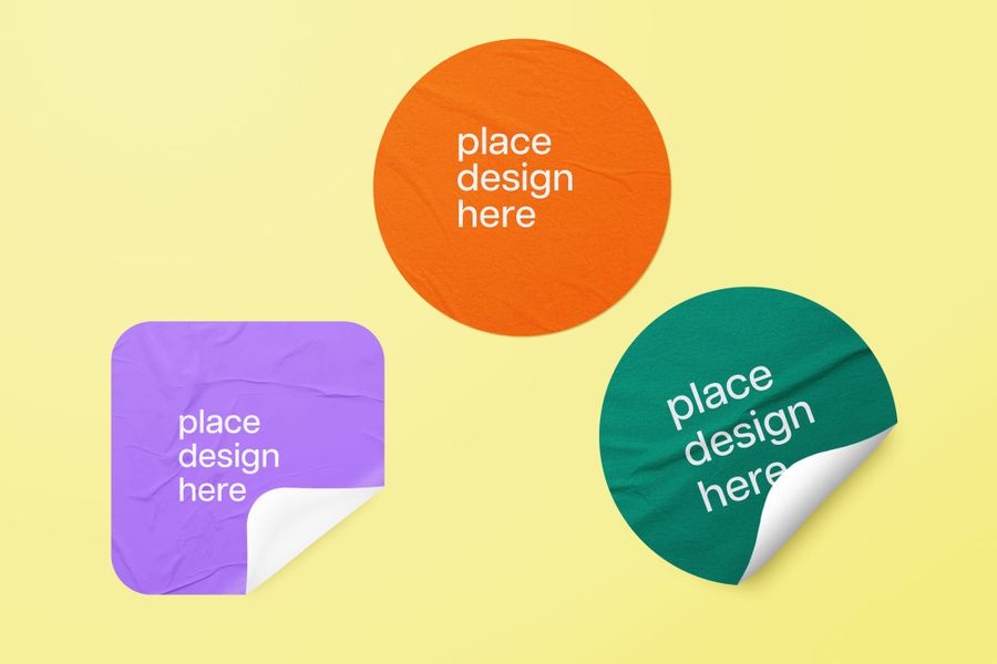 Peeling Corner Pop Decals Sticker Mockup
