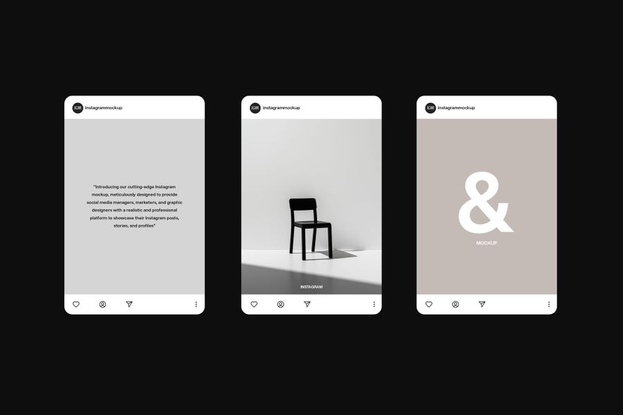 Portrait Linear Three Frame Sequence Instagram Post UI Mockup