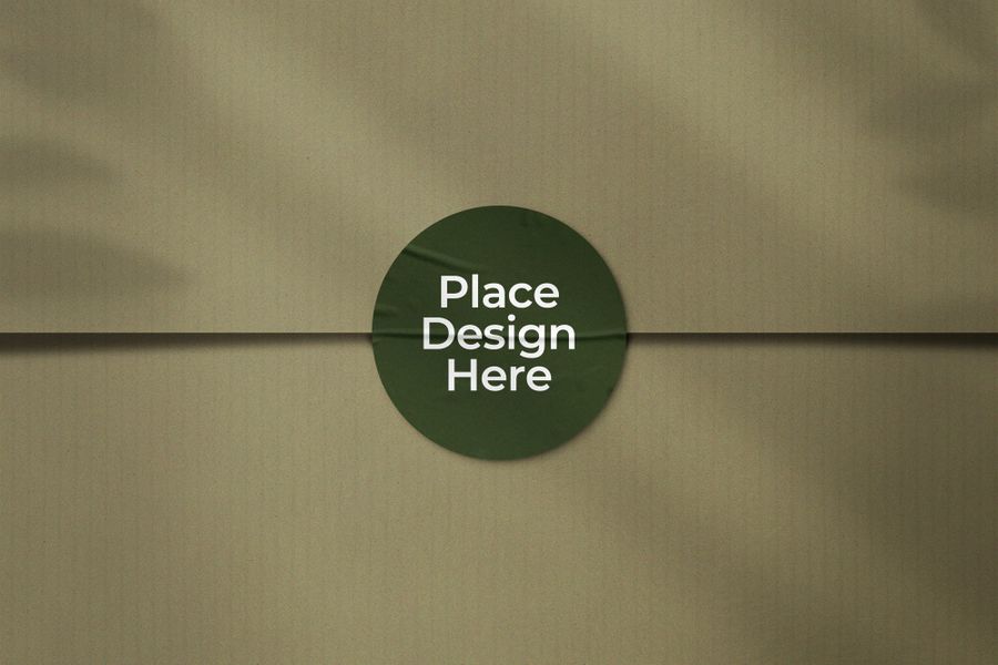 Premium Centered Green Stamp Sticker Mockup