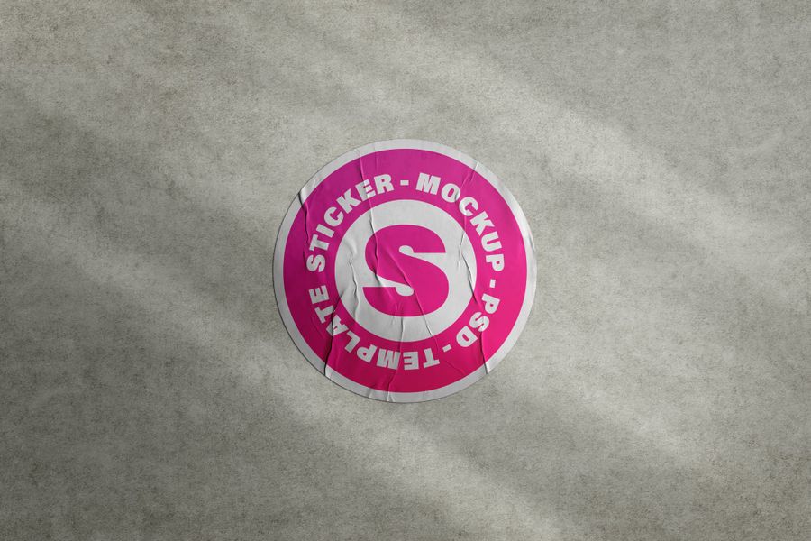 Realistic Fuchsia Letter Sticker Mockup
