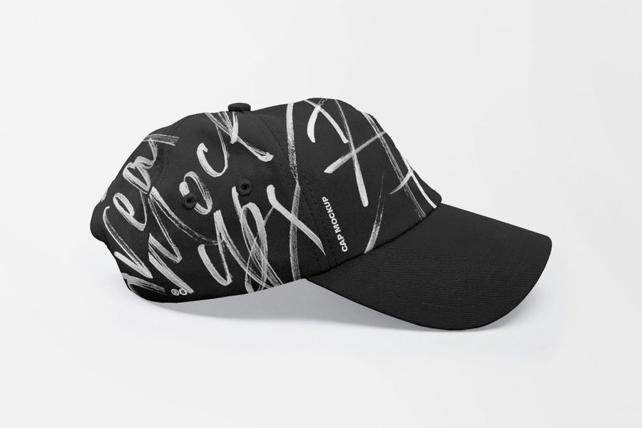 Side View Black Cap Mockup